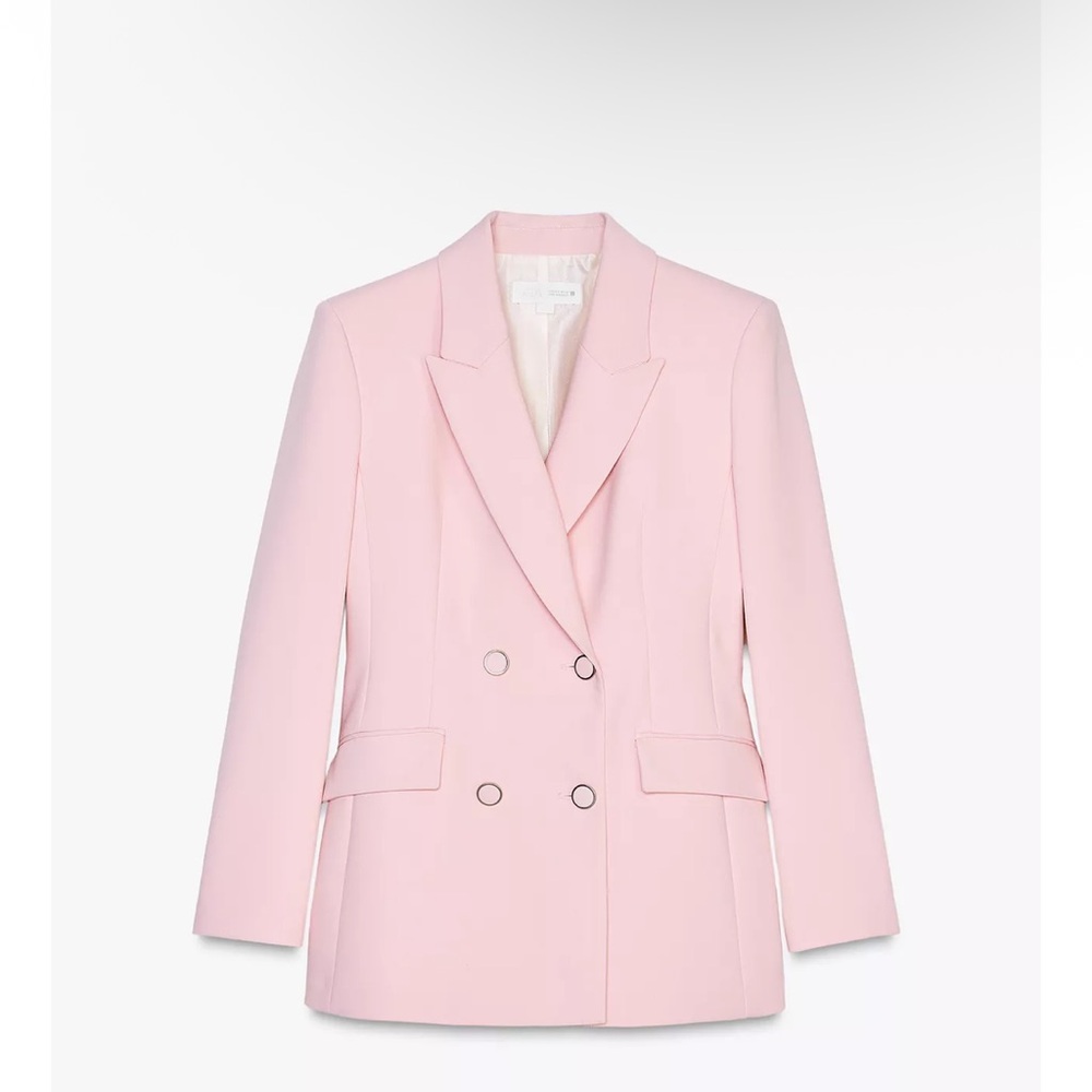 Zara Pink Double-Breasted Blazer
